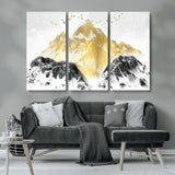 37733-MGV-CV-36X24-Golden Mountain Wall Art – Modern Abstract Landscape Canvas Print with Birds, Luxury Nature Decor for Living Room, Bedroom, or