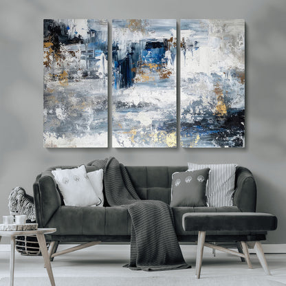 59716-MGV-CV-36X24-Abstract Blue and Gold Wall Art – Modern Textured Canvas Print, Contemporary Painting for Living Room, Bedroom, or Office Decor