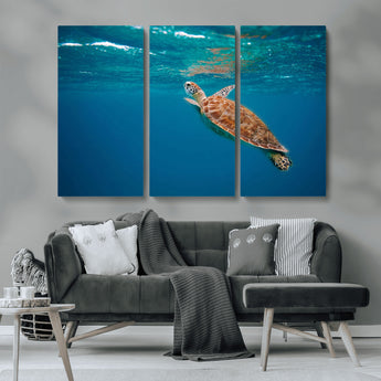 91440-MGV-CV-36X24-Sea Turtle Wall Art – Ocean Turtle Canvas Print, Underwater Marine Life Decor for Living Room, Office, Beach House or Bathroom