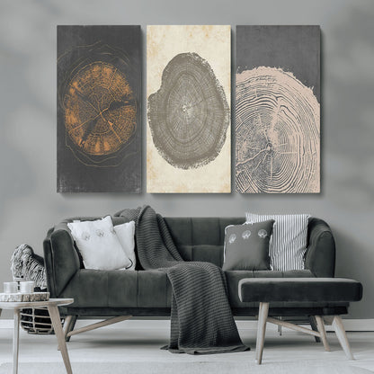 80725-MGV-CV-36X24-Wood Tree Rings Wall Art Canvas Print, Framed Tree Rings Art Picture Print, Abstract Tree Rings Perfect Modern Boho Decor Artwork