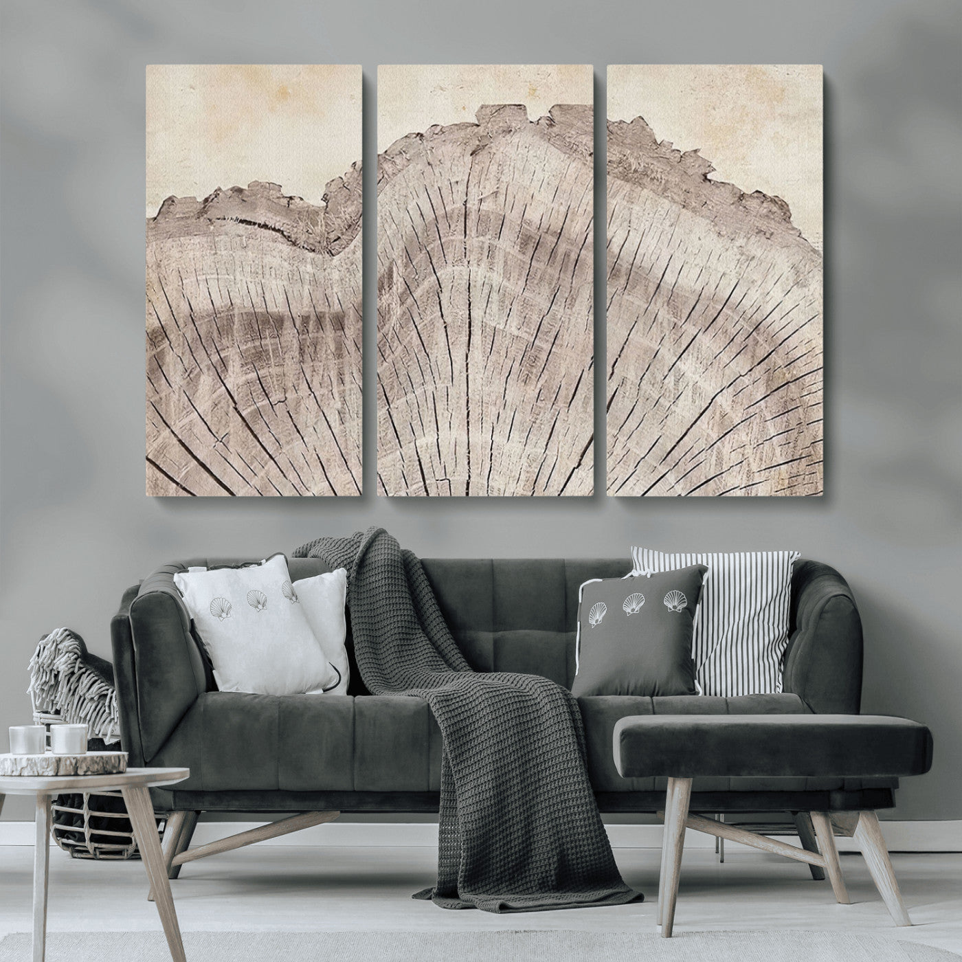 67528-MGV-CV-36X24-Wood Ring Wall Art Canvas Print, Framed Tree Ring Art Picture Print, Rustic Tree Ring Perfect Neutral Boho Decor Artwork