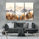 70049-MGV-CV-36X24-Autumn Mountain Forest Wall Art – Misty Landscape Canvas Print, Rustic Nature Inspired Decor for Living Room, Bedroom or Office