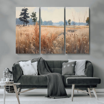 98822-MGV-CV-36X24-Autumn Meadow Wall Art – Tranquil Grassland Landscape Canvas Print, Rustic Country Decor for Living Room, Bedroom or Farmhouse