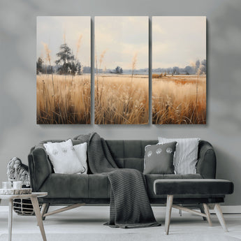 38193-MGV-CV-36X24-Golden Meadow Wall Art – Serene Grassland Landscape Canvas Print, Rustic Nature Decor for Bedroom, Living Room or Farmhouse