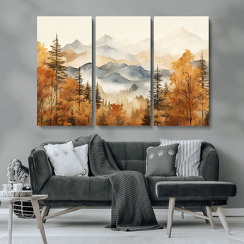 72950-MGV-CV-36X24-Autumn Mountain Forest Wall Art – Golden Fall Landscape Canvas Print, Nature-Inspired Home Decor for Living Room, Bedroom or