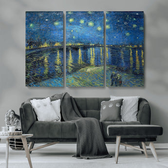 94605-MGV-CV-36X24-Starry Night Over the Rhone Wall Art – Vincent van Gogh Canvas Print, Famous Impressionist Painting for Living Room, Office