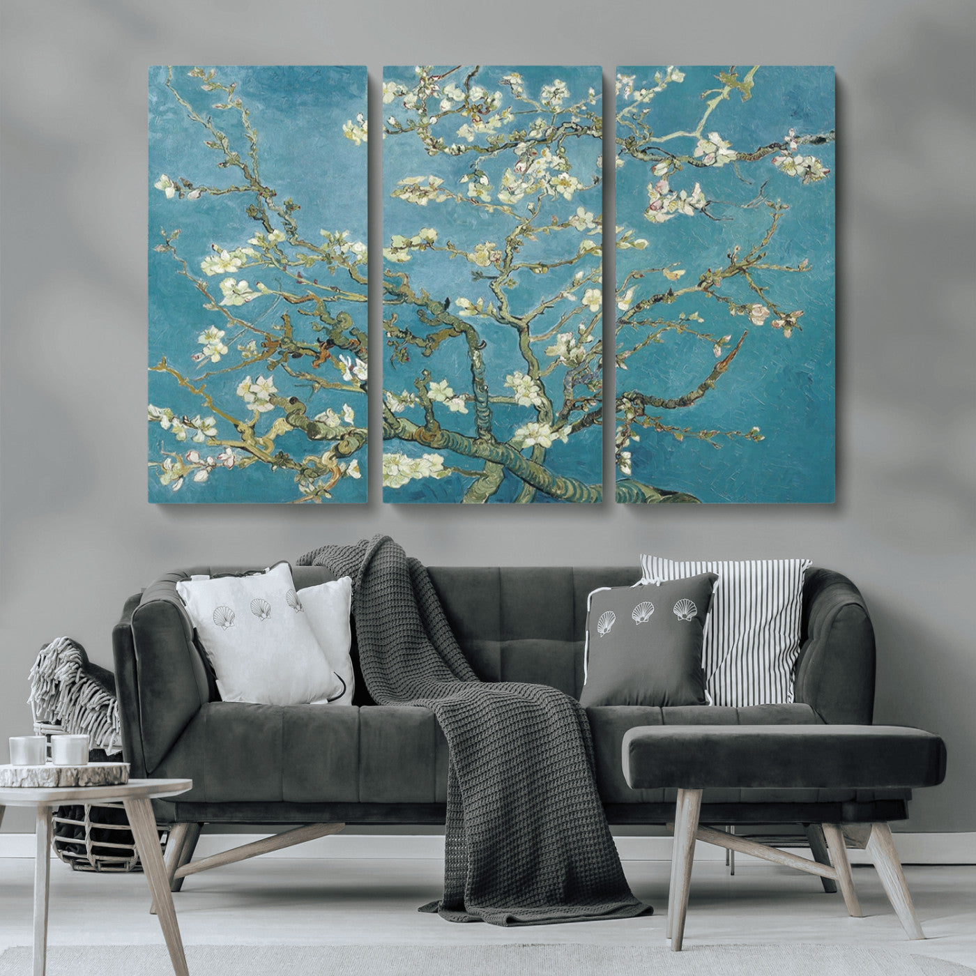 65607-MGV-CV-36X24-Almond Blossom Wall Art – Van Gogh Blue Floral Canvas Print, Elegant Impressionist Painting Decor for Living Room, Bedroom or