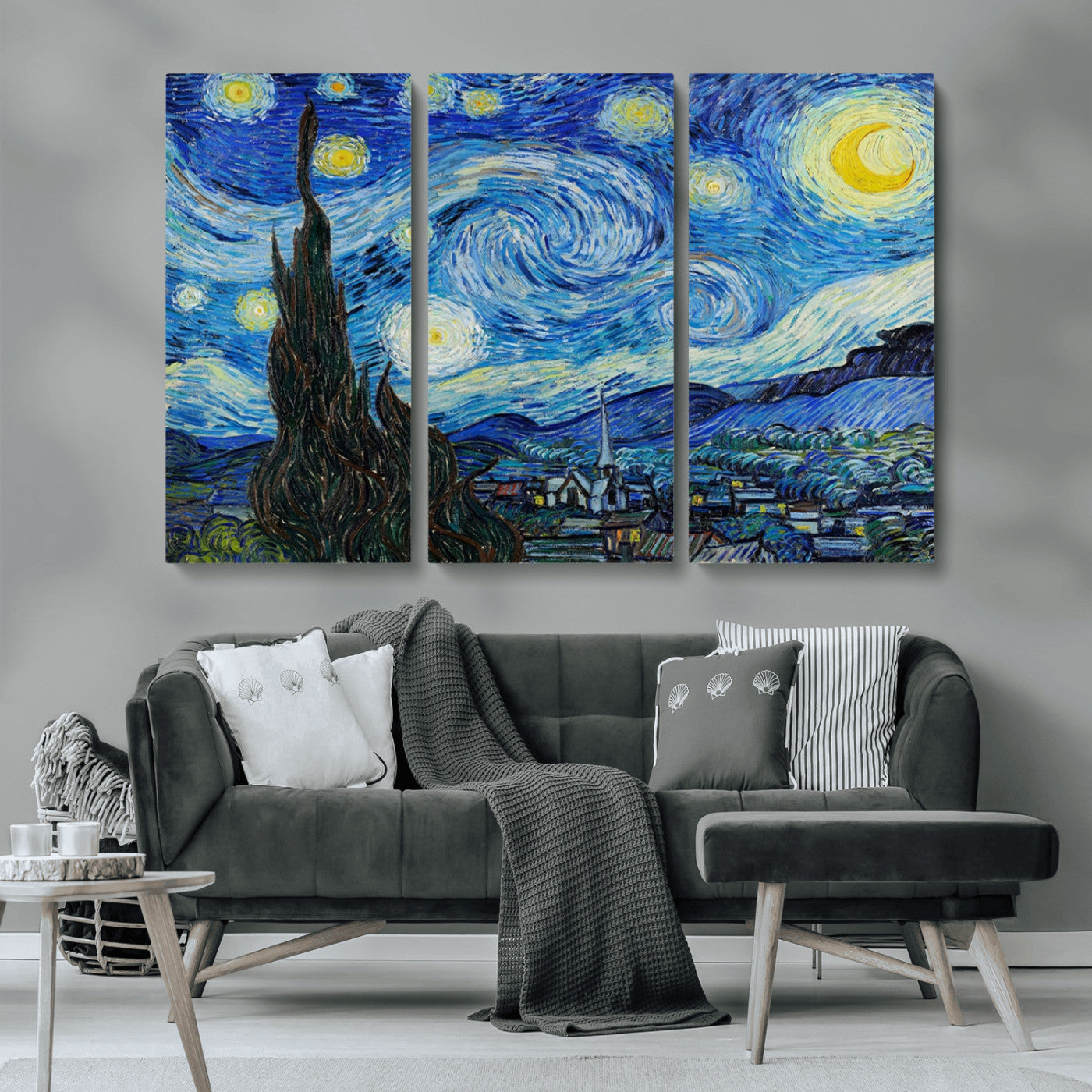 39177-MGV-CV-36X24-Starry Night Wall Art – Vincent van Gogh Famous Painting Canvas Print, Timeless Starry Sky Decor for Living Room, Bedroom or