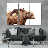 76943-MGV-CV-36X24-Mom Bear Wall Art Canvas Print, Framed Bear Photography Art Picture Print, Rustic Bear and Cub Perfect Rustic Farmhouse Decor