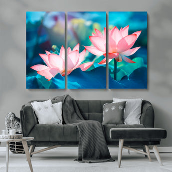 32559-MGV-CV-36X24-Lotus Flower Wall Art – Pink Water Lily Canvas Print, Tranquil Nature Decor for Living Room, Bedroom or Meditation Space