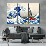 19450-MGV-CV-36X24-Great Wave Adventure Wall Art – Japanese Style Ocean Canvas Print, Fantasy Sailing Decor for Living Room, Bedroom or Office