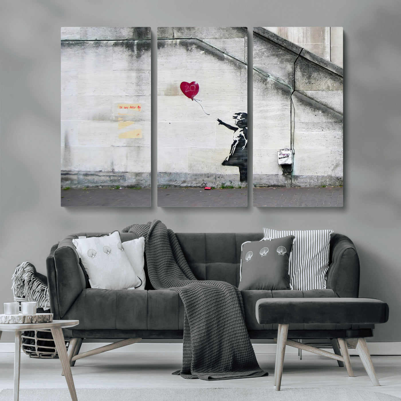 50559-MGV-CV-36X24-Banksy Girl with Balloon Wall Art – Famous Street Graffiti Canvas Print, Modern Urban Artwork for Living Room, Bedroom or Office