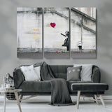 50559-MGV-CV-36X24-Banksy Girl with Balloon Wall Art – Famous Street Graffiti Canvas Print, Modern Urban Artwork for Living Room, Bedroom or Office