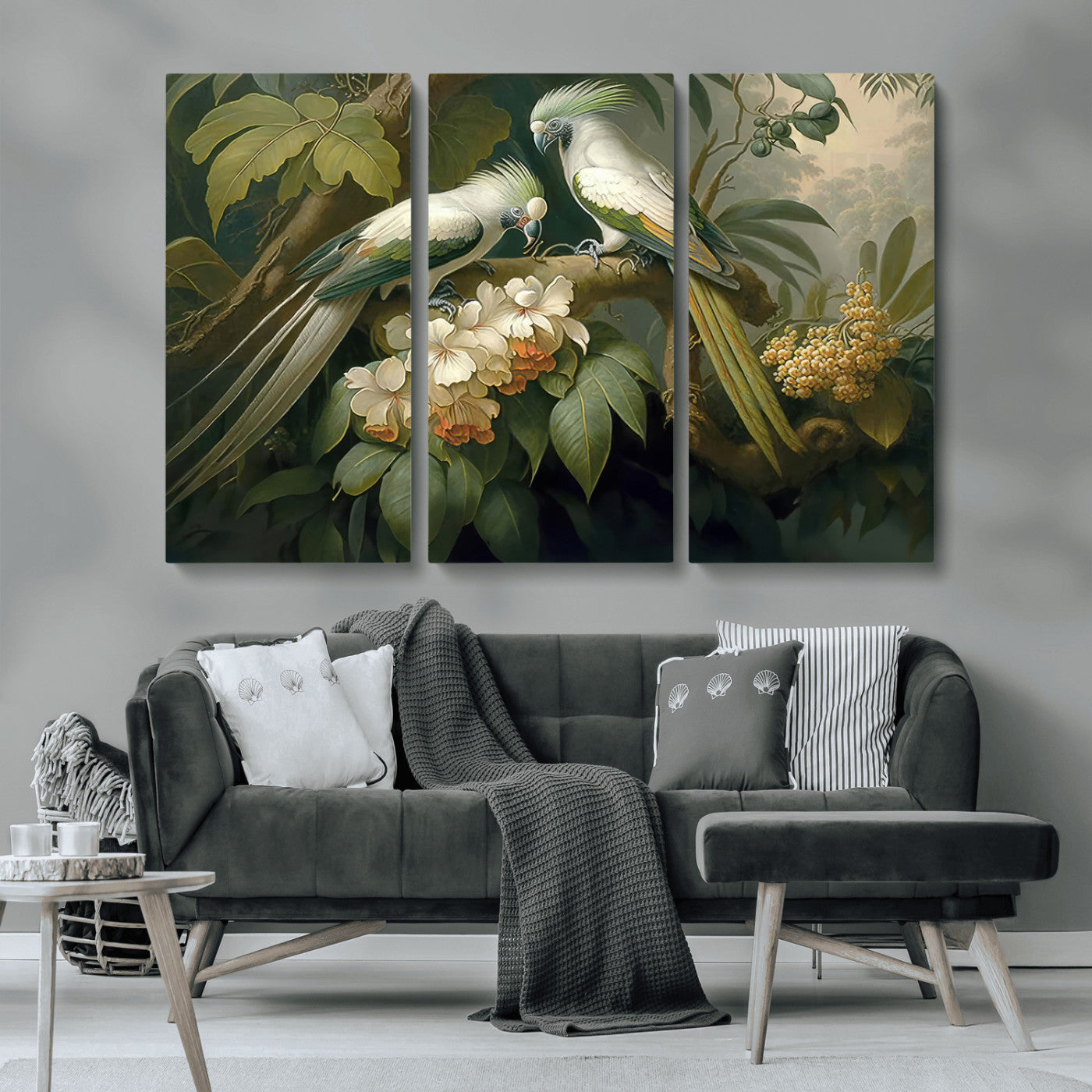 84047-MGV-CV-36X24-Tropical Birds Wall Art – Elegant Botanical Canvas Print, Exotic Nature Decor for Living Room, Bedroom or Office