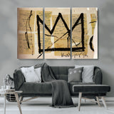 37215-MGV-CV-36X24-Abstract Crown Wall Art – Urban Graffiti Style Canvas Print Modern Street Art Design, Bold Contemporary Decor for Living Room,