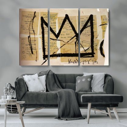 37215-MGV-CV-36X24-Abstract Crown Wall Art – Urban Graffiti Style Canvas Print Modern Street Art Design, Bold Contemporary Decor for Living Room,