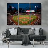 38612-MGV-CV-36X24-Busch Stadium Wall Art Canvas Print, Framed Missouri Stadium Art Picture Print, Busch Stadium Field Perfect Sports Room Decor