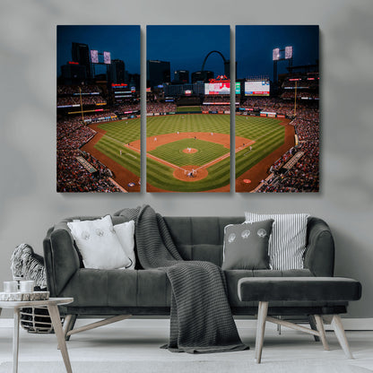 38612-MGV-CV-36X24-Busch Stadium Wall Art Canvas Print, Framed Missouri Stadium Art Picture Print, Busch Stadium Field Perfect Sports Room Decor