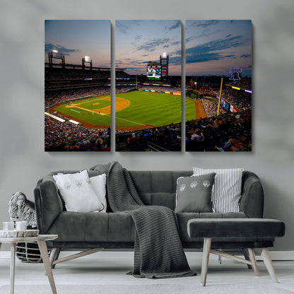 17415-MGV-CV-36X24-Philadelphia Phillies Stadium Wall Art Canvas Print, Framed Citizens Bank Park Art Picture Print, Phillies Stadium Field Perfect