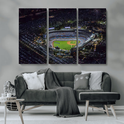 16515-MGV-CV-36X24-Dodgers Stadium Wall Art Canvas Print, Framed Baseball Stadium Art Picture Print, Dodgers Field Perfect Sport Room Decor Artwork