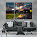 66781-MGV-CV-36X24-Baseball Stadium Wall Art – Canvas Print Evening Game Field Packed Crowd Sunset Sky Sports Photography, Dynamic Decor for Game
