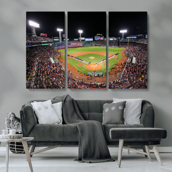 47365-MGV-CV-36X24-Fenway Park Stadium Wall Art Canvas Print, Framed Boston Baseball Stadium Art Picture Print, MLB Stadium Field Perfect Sport Room