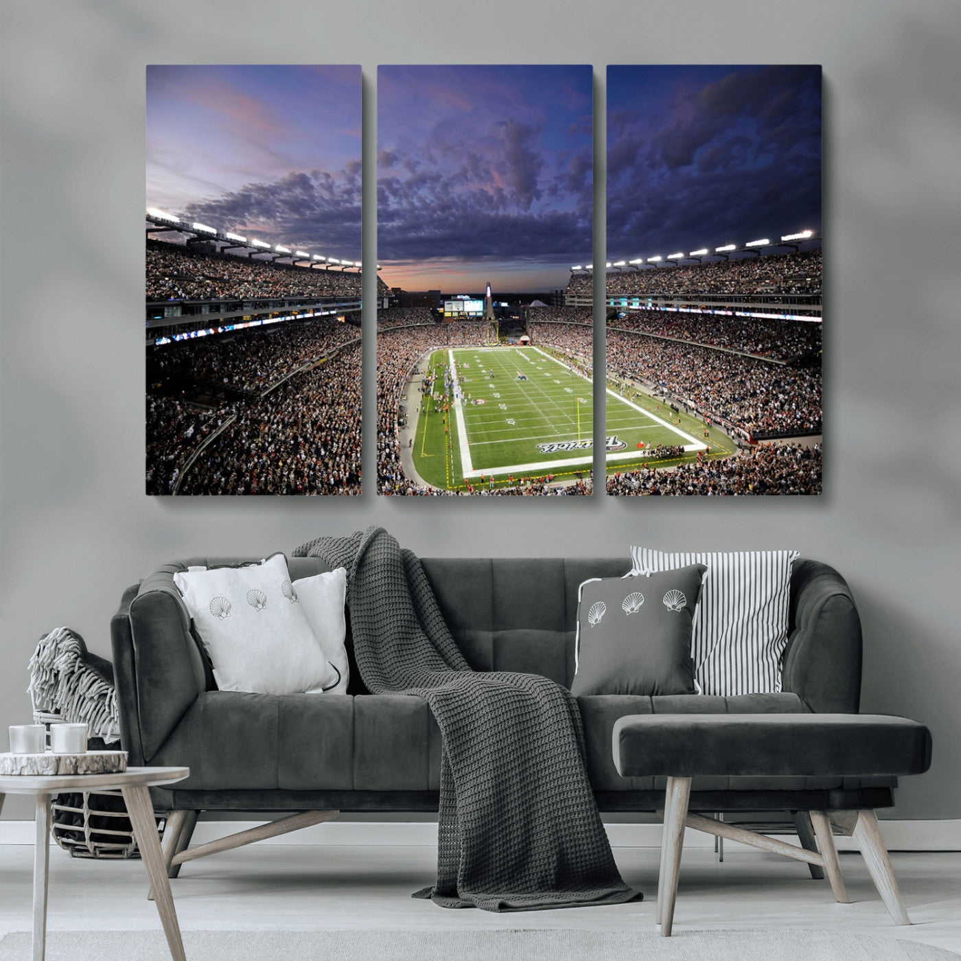 52712-MGV-CV-36X24-Gillette Stadium Field Wall Art Canvas Print, Framed Massachusetts Stadium Art Picture Print, Gillette Stadium Perfect Sport Room