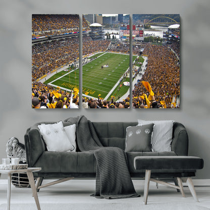 51419-MGV-CV-36X24-Heinz Field Wall Art Canvas Print, Framed Pittsburgh Stadium Field Art Picture Print, Heinz Stadium Field Perfect Sports Room
