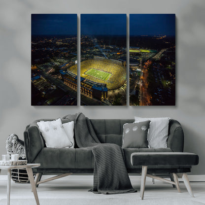 52519-MGV-CV-36X24-Michigan Football Stadium Wall Art Canvas Print, Framed Michigan Stadium Art Picture Print, Michigan Wolverines Field Perfect