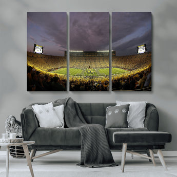 72404-MGV-CV-36X24-Michigan Wolverine Stadium Wall Art Canvas Print, Framed Michigan Stadium Art Picture Print, Football Stadium Perfect Sport Room