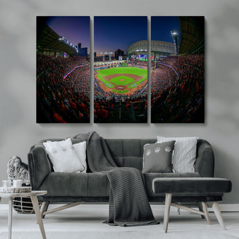 44322-MGV-CV-36X24-Minute Maid Park Wall Art Canvas Print, Framed Houston Astros Stadium Art Picture Print, Houston Astros Field Perfect Sports Room