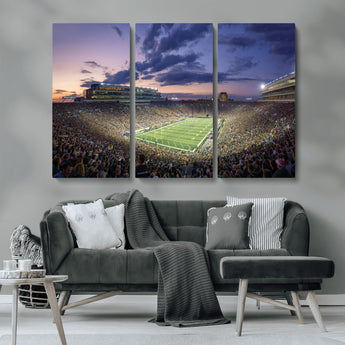 50825-MGV-CV-36X24-Notre Dame Stadium Wall Art Canvas Print, Framed Indiana Stadium Art Picture Print, Football Stadium Perfect Sports Room Decor