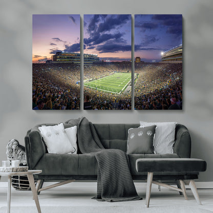 50825-MGV-CV-36X24-Notre Dame Stadium Wall Art Canvas Print, Framed Indiana Stadium Art Picture Print, Football Stadium Perfect Sports Room Decor