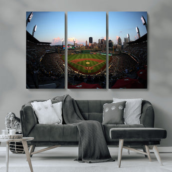 67670-MGV-CV-36X24-PNC Park Stadium Wall Art Canvas Print, Framed Pittsburgh Pirates Stadium Art Picture Print, PNC Park Field Perfect Sport Room