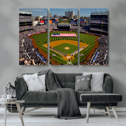 20879-MGV-CV-36X24-Yankee Stadium Wall Art Canvas Print, Framed New York Stadium Art Picture Print, Yankee Field Perfect Sport Room Decor Artwork