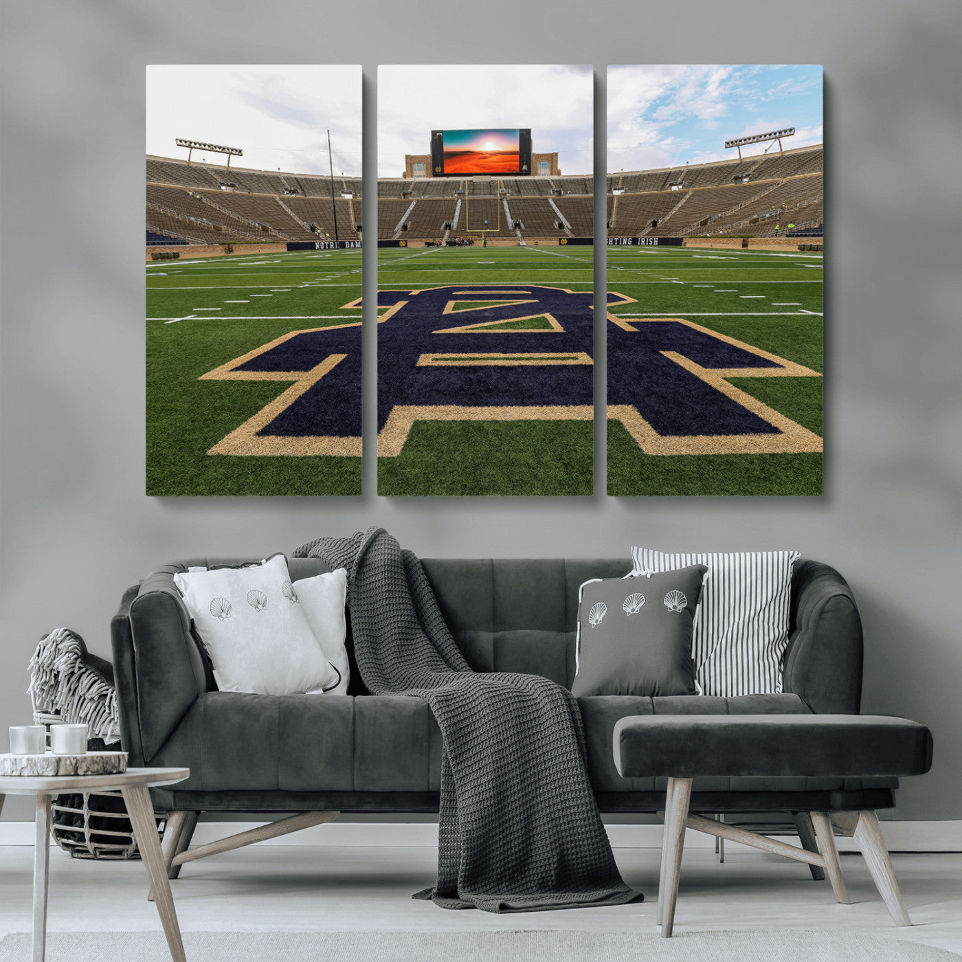 52835-MGV-CV-36X24-Notre Dame Stadium Wall Art Canvas Print, Framed Indiana Stadium Art Picture Print, Notre Dame Field Perfect Sport Room Decor