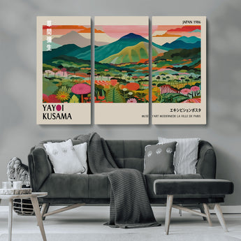 54215-MGV-CV-36X24-Yayoi Kusama Wall Art – Panoramic Japanese Landscape Canvas Print, Modern Abstract Nature Decor for Office, Bedroom or Living Room