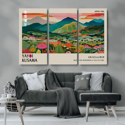 54215-MGV-CV-36X24-Yayoi Kusama Wall Art – Panoramic Japanese Landscape Canvas Print, Modern Abstract Nature Decor for Office, Bedroom or Living Room