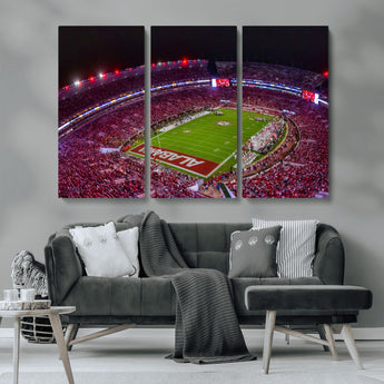 11343-MGV-CV-36X24-Bryant-Denny Stadium Wall Art – Panoramic Alabama Crimson Tide Football Field Canvas Print, Game Day Decor for Office, Man Cave or