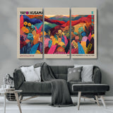 70959-MGV-CV-36X24-Yayoi Kusama Inspired Wall Art – Bold Floral Landscape Canvas Print, Vibrant Modern Abstract Poster for Living Room, Bedroom, or