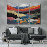 32131-MGV-CV-36X24-Japanese Mount Fuji Wall Art – Abstract Landscape Canvas Print with Swirling Sky & River, Modern Minimalist Asian Inspired Poster