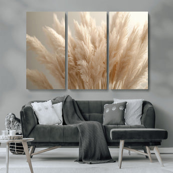 50300-MGV-CV-36X24-Pampas Grass Wall Art Canvas Print, Framed Minimalist Pampas Grass Art Picture Print, Beige Pampas Grass Perfect Minimalist Boho
