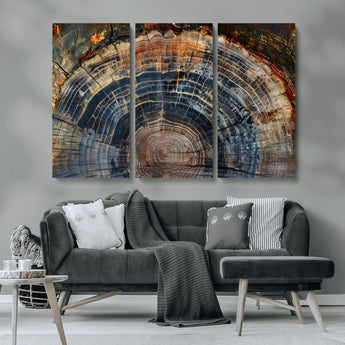 16193-MGV-CV-36X24-Tree Ring Wall Art – Abstract Wood Grain Canvas Print, Rustic Nature Texture Artwork Poster for Living Room, Bedroom, Office,