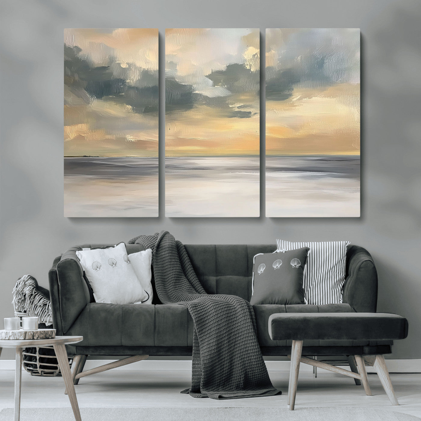 45544-MGV-CV-36X24-Ocean Sunset Wall Art – Serene Seascape Canvas Print with Golden Sky and Calm Water, Coastal Beach Artwork for Living Room,