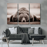20611-MGV-CV-36X24-Grizzly Bear Wall Art – Majestic Wildlife Sepia Canvas Print, Rustic Nature Animal Artwork for Cabin, Lodge, Living Room, Bedroom,