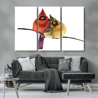 67752-MGV-CV-36X24-Cardinal Couple Wall Art – Male and Female Cardinal Canvas Print, Romantic Bird Artwork for Nature Lovers, Living Room, Bedroom,