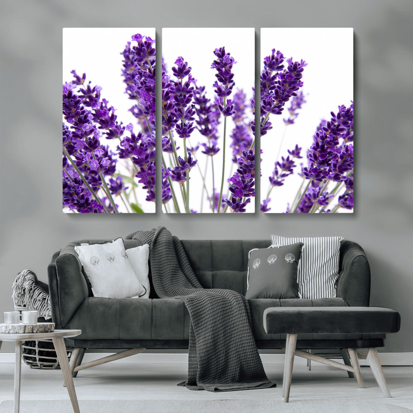 84456-MGV-CV-36X24-Lavender Wall Art – Botanical Canvas Print Featuring Purple Floral Stems, Fresh Nature Inspired Artwork for Living Room, Bedroom,
