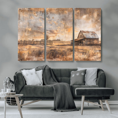 FARM2-MGV-CV-36X24-Rustic Farmhouse Wall Art Canvas Print, Framed Old Barn Art Picture Print, Southwestern Farmhouse Perfect Rustic Decor Artwork