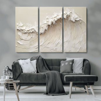 45175-MGV-CV-36X24-Textured Wave Wall Art Canvas Print, Framed Minimal Seascape Art Picture Print, Elegant Wave Perfect Modern Coastal Decor Artwork