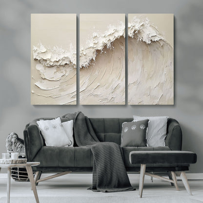 45175-MGV-CV-36X24-Textured Wave Wall Art Canvas Print, Framed Minimal Seascape Art Picture Print, Elegant Wave Perfect Modern Coastal Decor Artwork